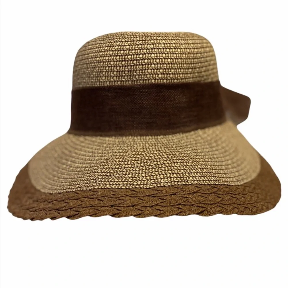 Women’s Straw Hat Accented With A Brown Bow - Picture 5 of 9